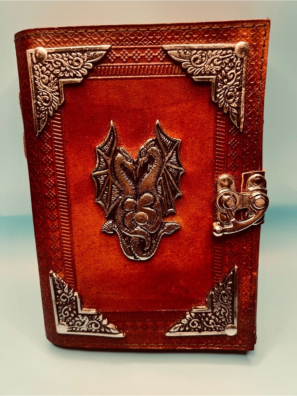 Vintage looking Gothic Dragon Leather Journal Spell Book Grimoire. NWOT